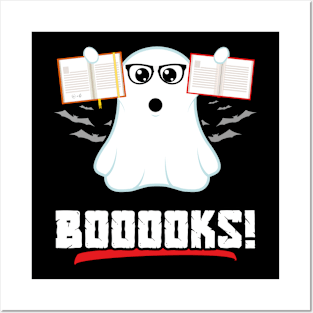 Booooks Boo Ghost Reading Book Library Funny Halloween Posters and Art